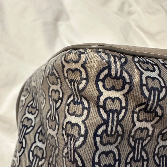 Tory Burch Gemini Link Canvas Tote French Gray Navy Stripe Large Shopper AS IS - Picture 11 of 16